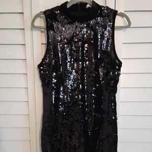 Party Time Black high neck velvet sequins dress